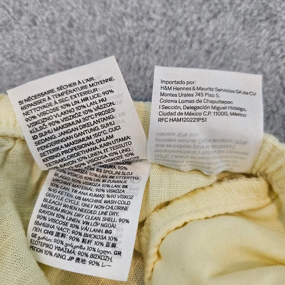 H&M DIVIDED | Yellow Linen Blend Wide Leg Drawstring Pants Size S NEW